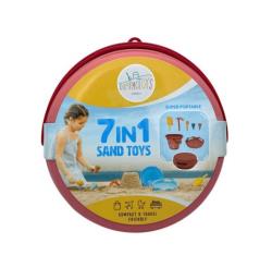 COMPACTOYS Beach bucket with sandbox toys 7 in 1, red | 99200201
