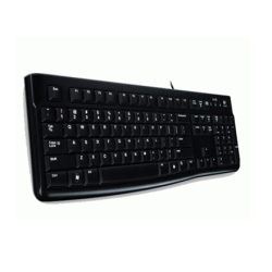 Logitech K120, US Standard Wired • Virtually silent, low-profile keys• Industry standard layout with full-size F-keys and number pad• Sleek, thin profile keyboard with a spill-resistant design*• Plug-and-play USB connection• Bold, bright white characters US 1.5 m USB Port Black US International 550 g | 920-002479