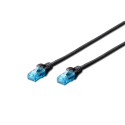 Digitus | Patch cord | CAT 5e U-UTP | PVC AWG 26/7 | 3 m | Black | Modular RJ45 (8/8) plug | Boots with kink protection, strain relief and latch protection | DK-1512-030/BL