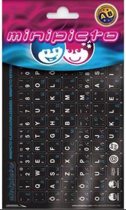 Minipicto keyboard stickers EST/RUS, black/blue (KB-UNI-RU02-BLK)