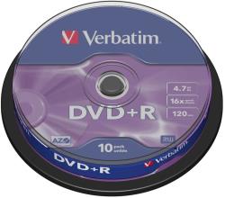 Verbatim DVD+R Matt Silver 4.7GB 16x 10pcs spindle | 43498